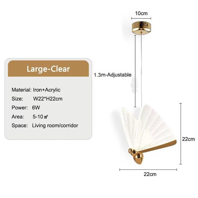 BAMDECOR LED Modern Bedroom Bedside Creative Butterfly Hanging Chandelier Light Fixtures for Stairs Nordic Decoration