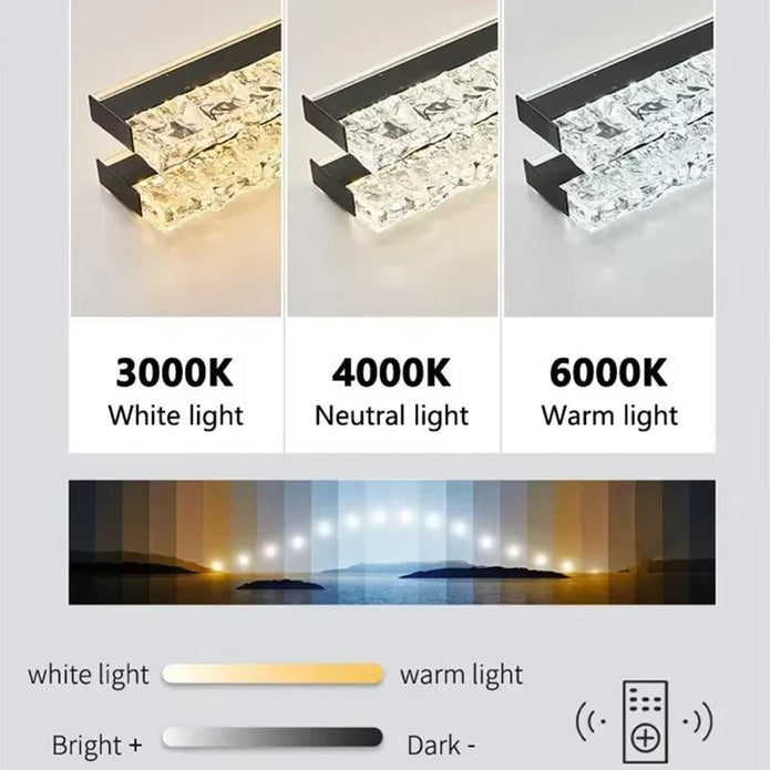 BAMDECOR A122 Nordic Long Dual Linear Dimmable Acrylic Kitchen Dining Table Pendant Light Minimalist Modern Lighting (Coffee)