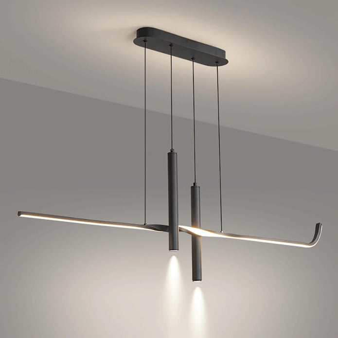 BAMDECOR A206 Modern Black Scandinavian Pendant Light Table Dining Room Living Room Pendant Lighting 1.2 Meters