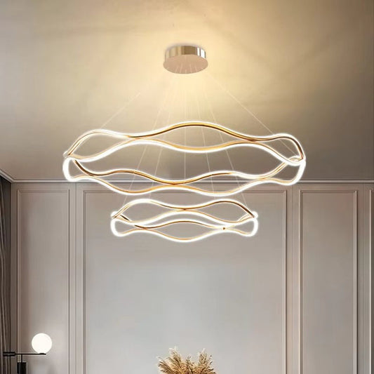 BAMDECOR A212/2 Modern Wavy Art Aluminum Light Fixture for Living Room Bedroom Indoor Decor