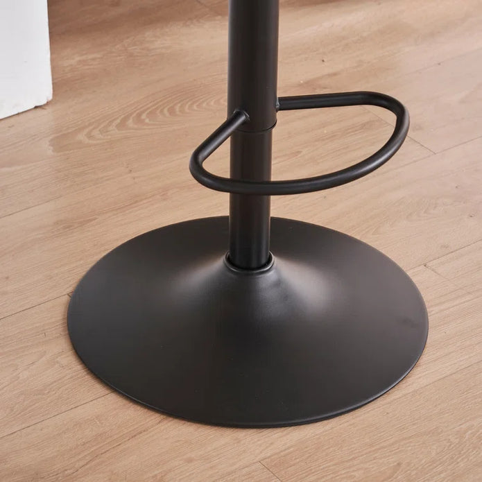 SERENITà AVO Green Modern Height Adjustable Swivel Bar Stools Upholstered Leather Barstool Kitchen Island Chairs with Metal Frame (Set of 2)