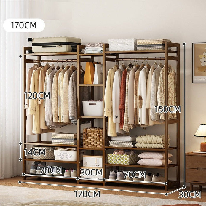 Bamboo Clothes Rack Garment Closet Storage Organizer Hanging Rail Shelf Dress room 170cm