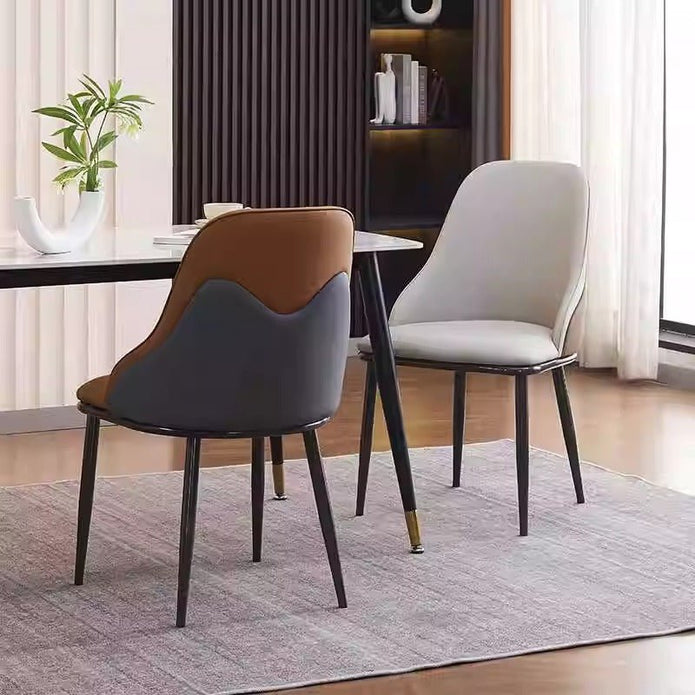 VELLUTO Dining Chair Modern upholstered Leather Kitchen Chairs with armrests Bathtub Chair Leisure Lounge Chair Living Room Bedroom Home Set of 2(Light Grey)
