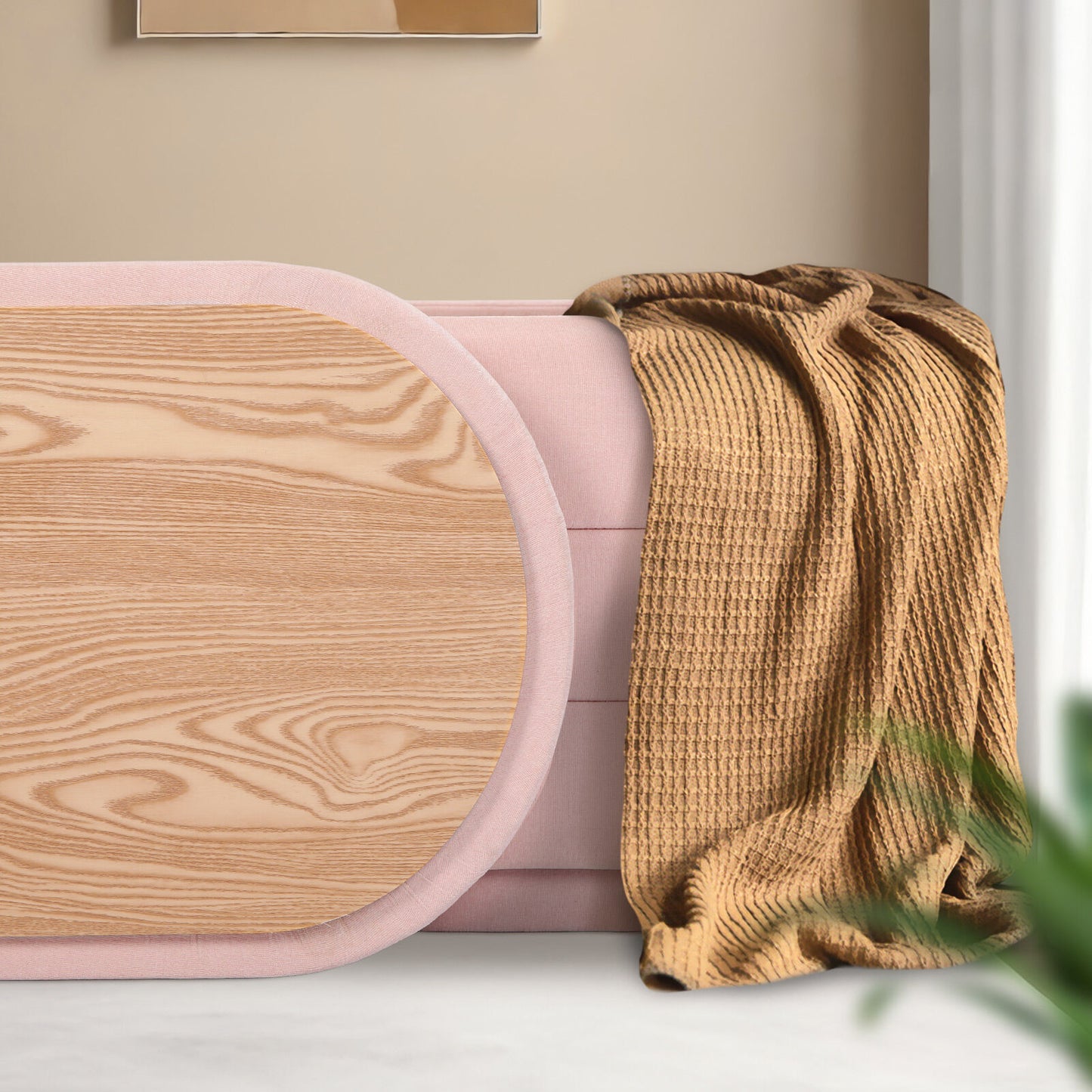Coffee Table Storage Ottoman - Chenille Fabic Padded Blanket Box Bench CELIA - PINK
