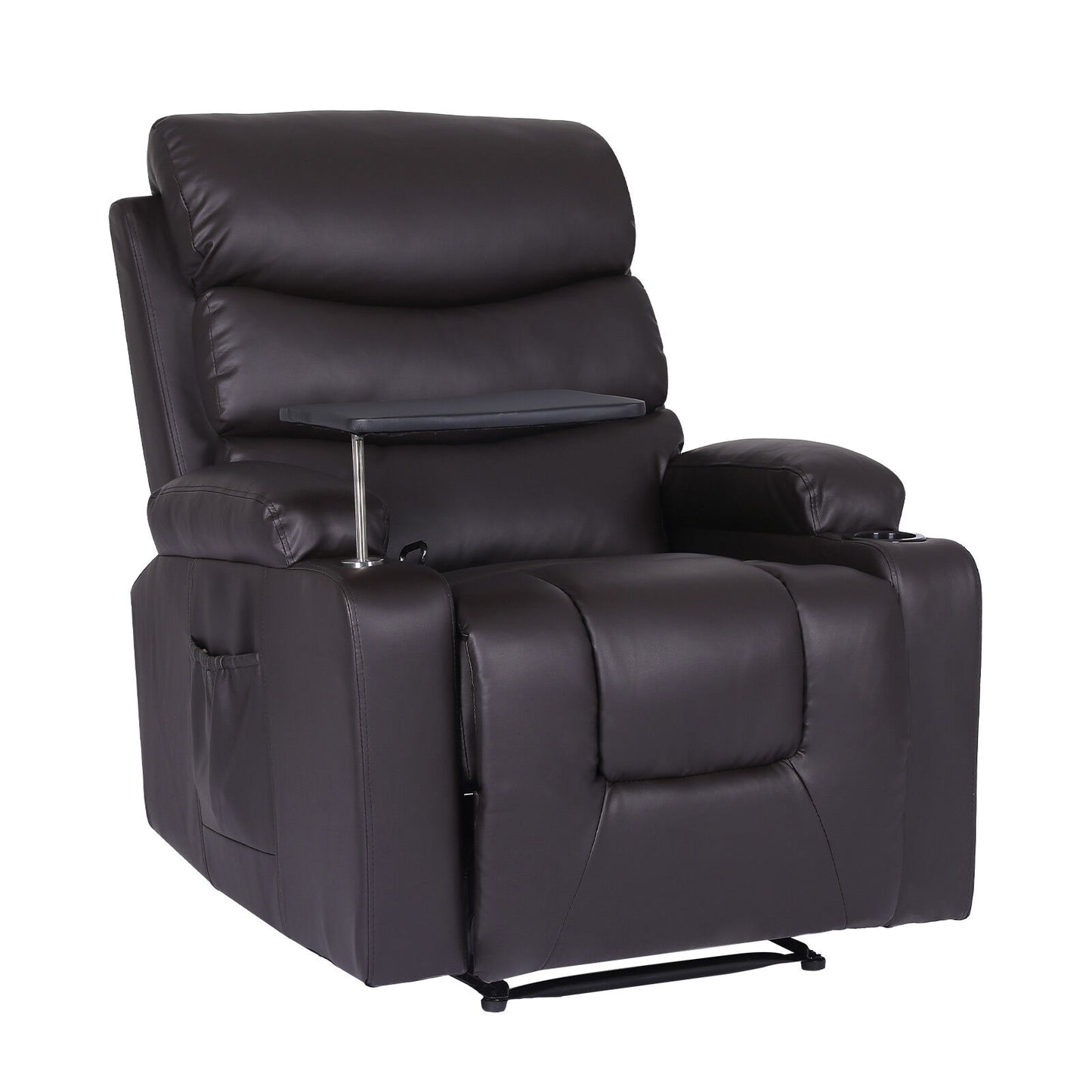 8-Point Electric Massage Recliner Chair - PU Leather Electric Lounge Sofa Armchair HARLOW BROWN