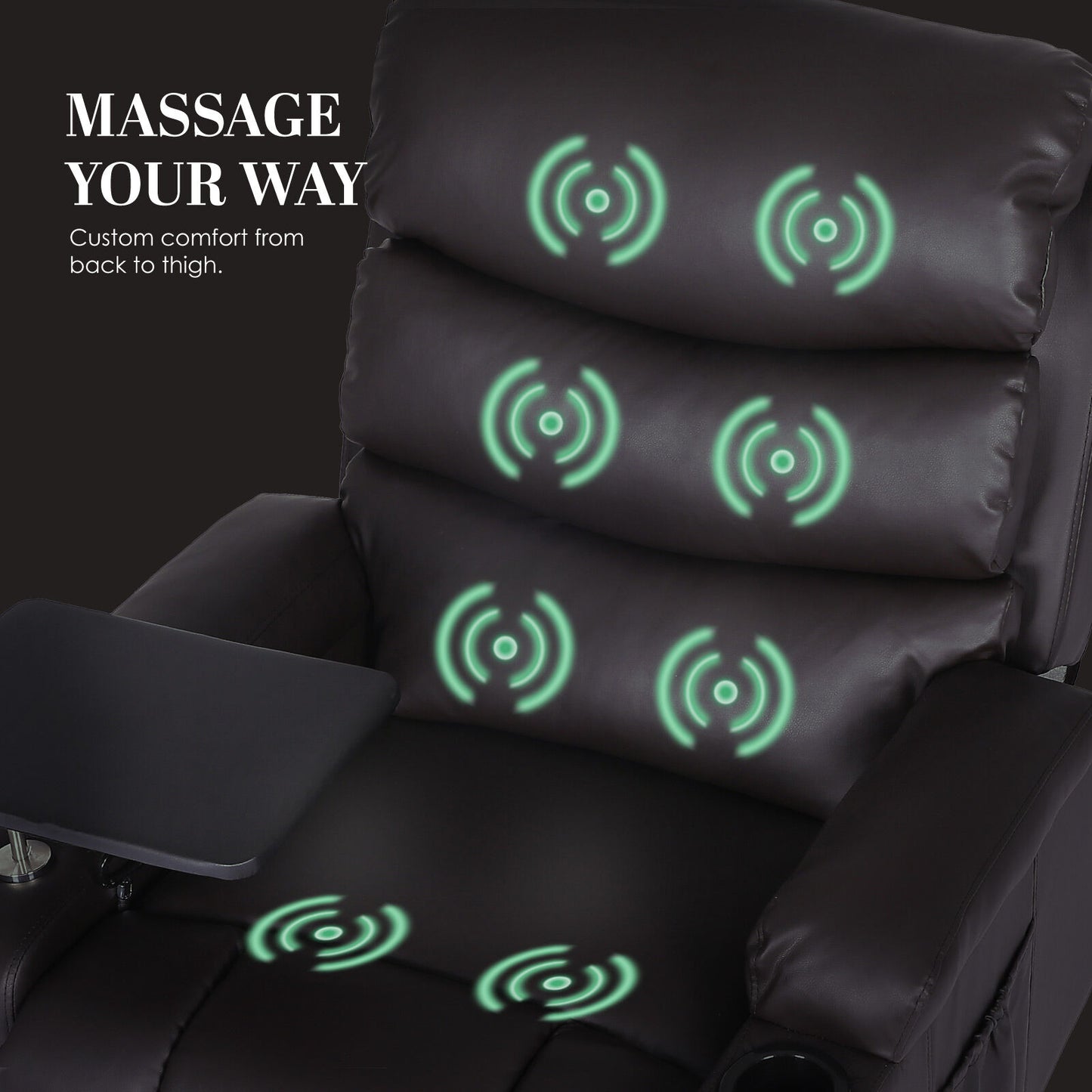 8-Point Electric Massage Recliner Chair - PU Leather Electric Lounge Sofa Armchair HARLOW BROWN