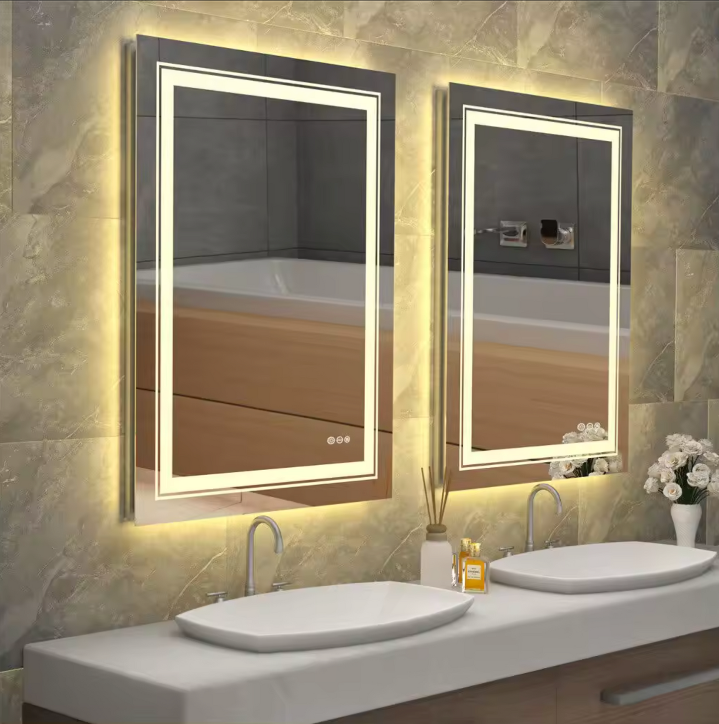 Interior Ave - 50 x 70cm Rectangle Frameless LED Bathroom Mirror