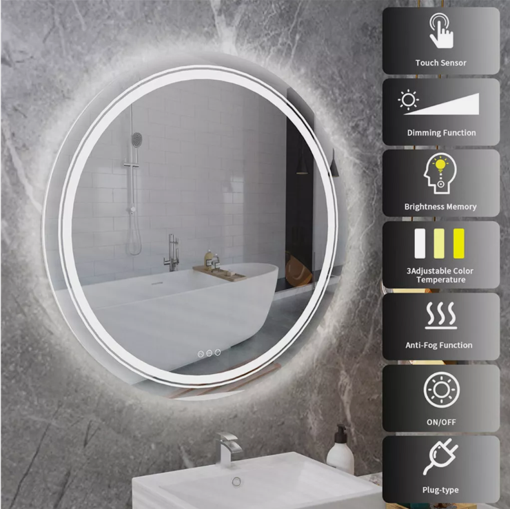 Interior Ave - 80cm Round Frameless LED Bathroom Mirror