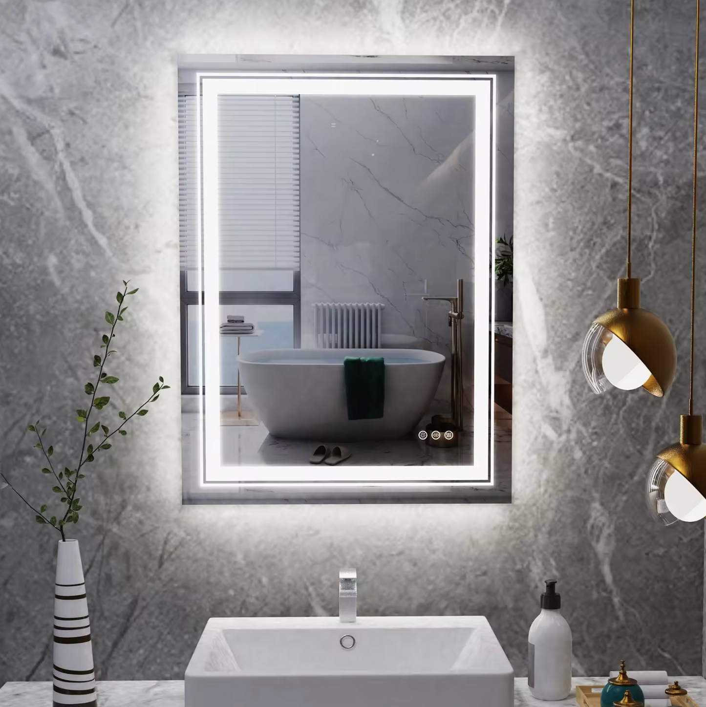 Interior Ave - 60 x 80cm Rectangle Frameless LED Bathroom Mirror