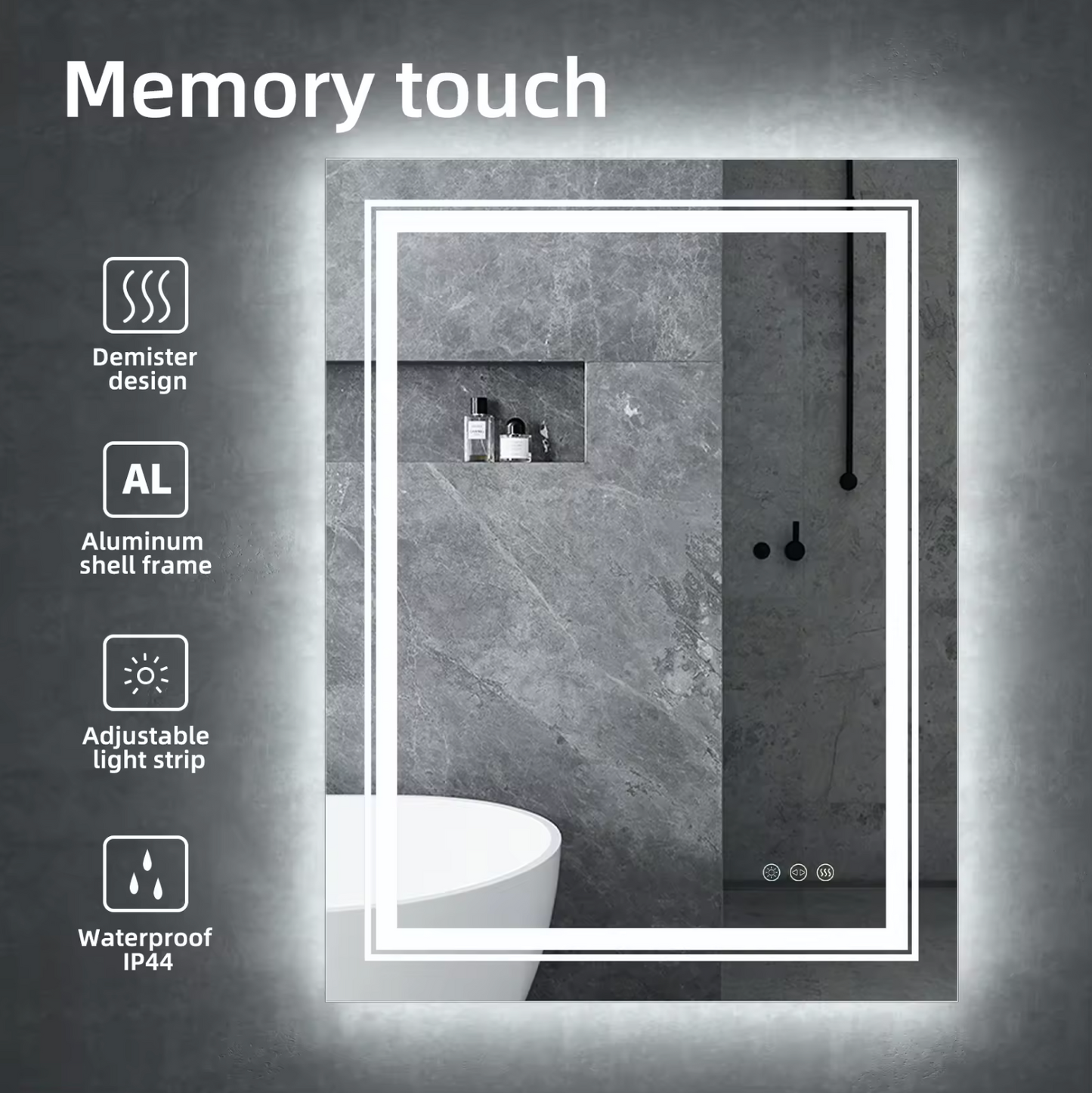 Interior Ave - 60 x 80cm Rectangle Frameless LED Bathroom Mirror