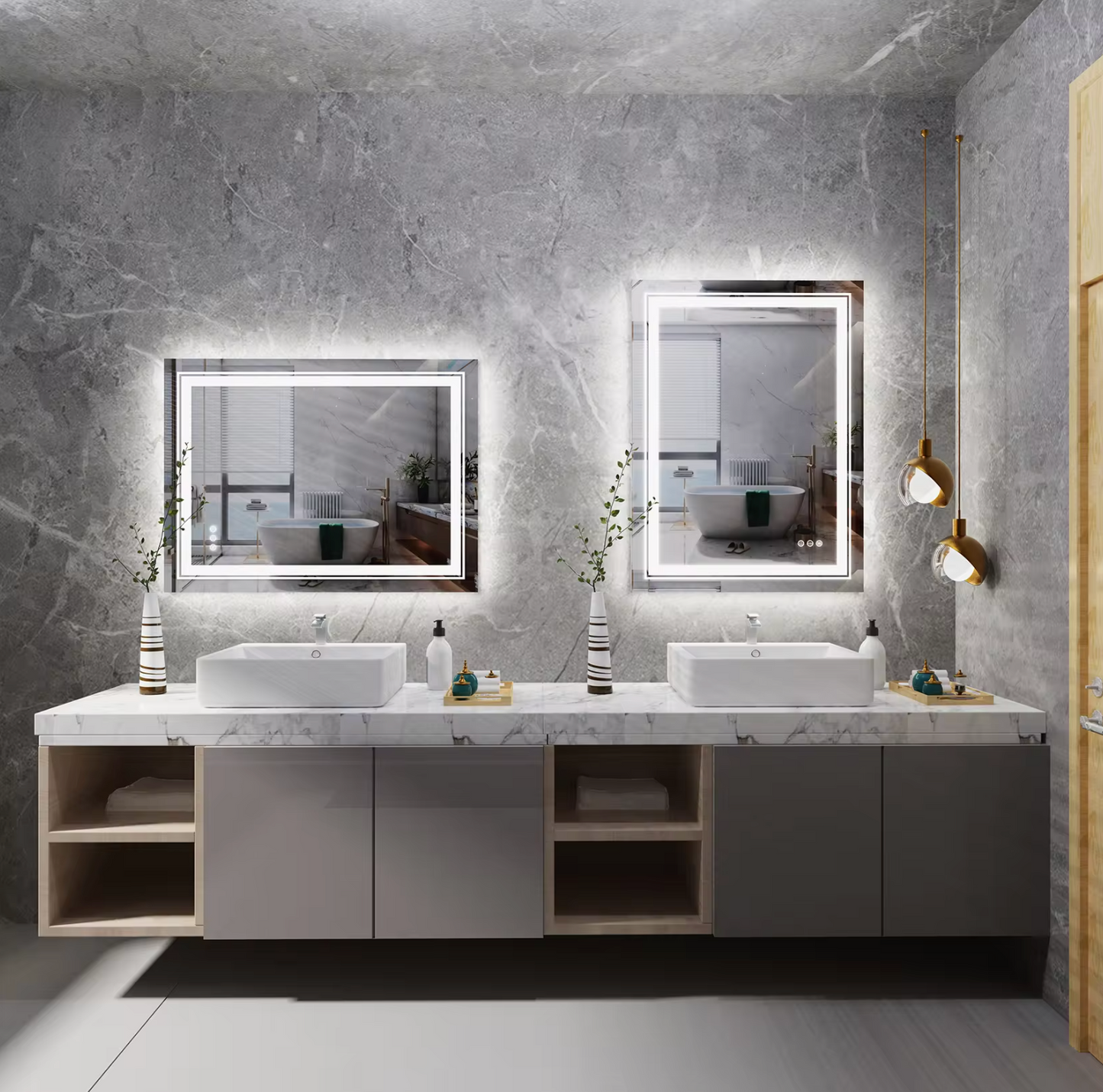 Interior Ave - 60 x 80cm Rectangle Frameless LED Bathroom Mirror