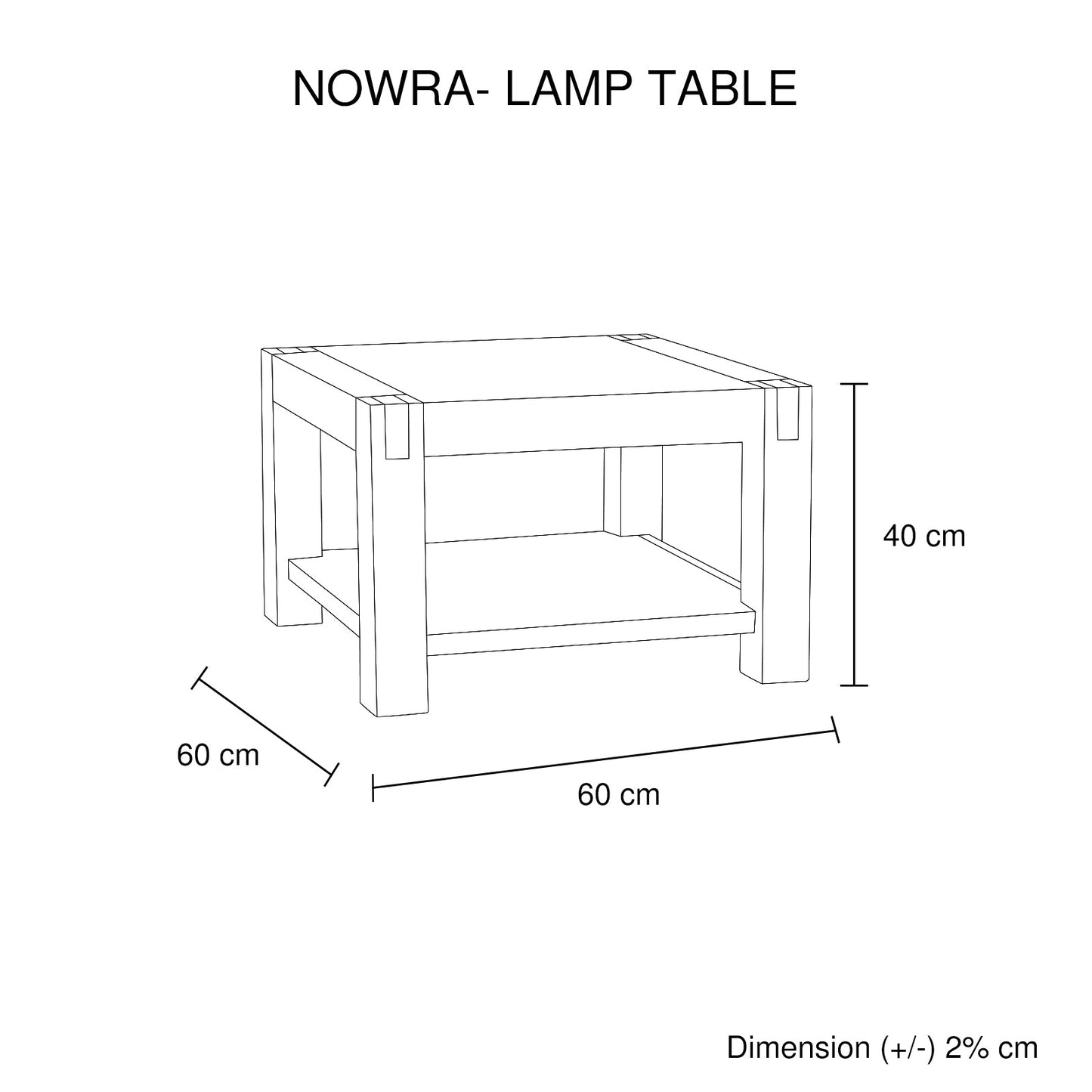 Lamp Table Open Storage Solid Wooden Frame in Classic Oak Colour