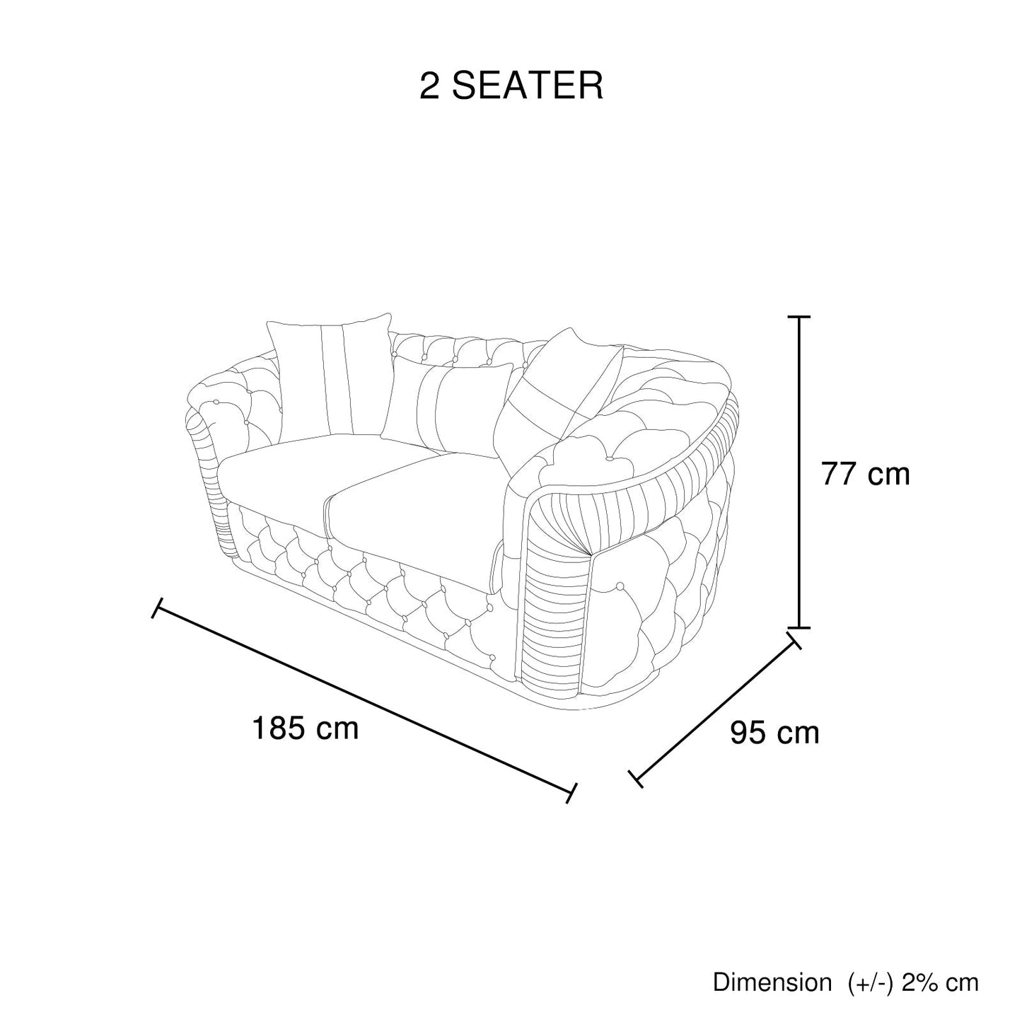 2 Seater Sofa Beige Velvet Fabric Solid Wood construction Gold Stainless Steel Trim