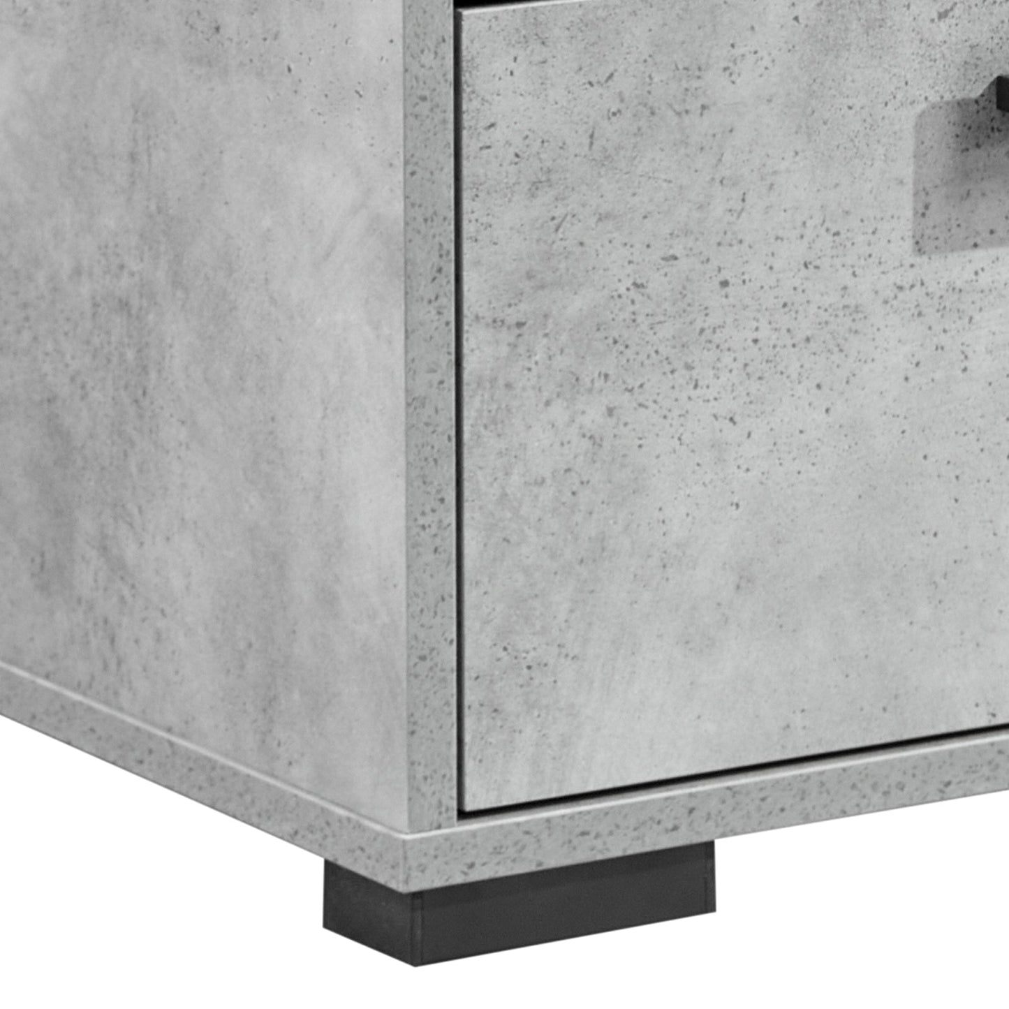 Dressing Chest With 6 Storage Drawers MDF Mirror Combination of Black & Cement Colour