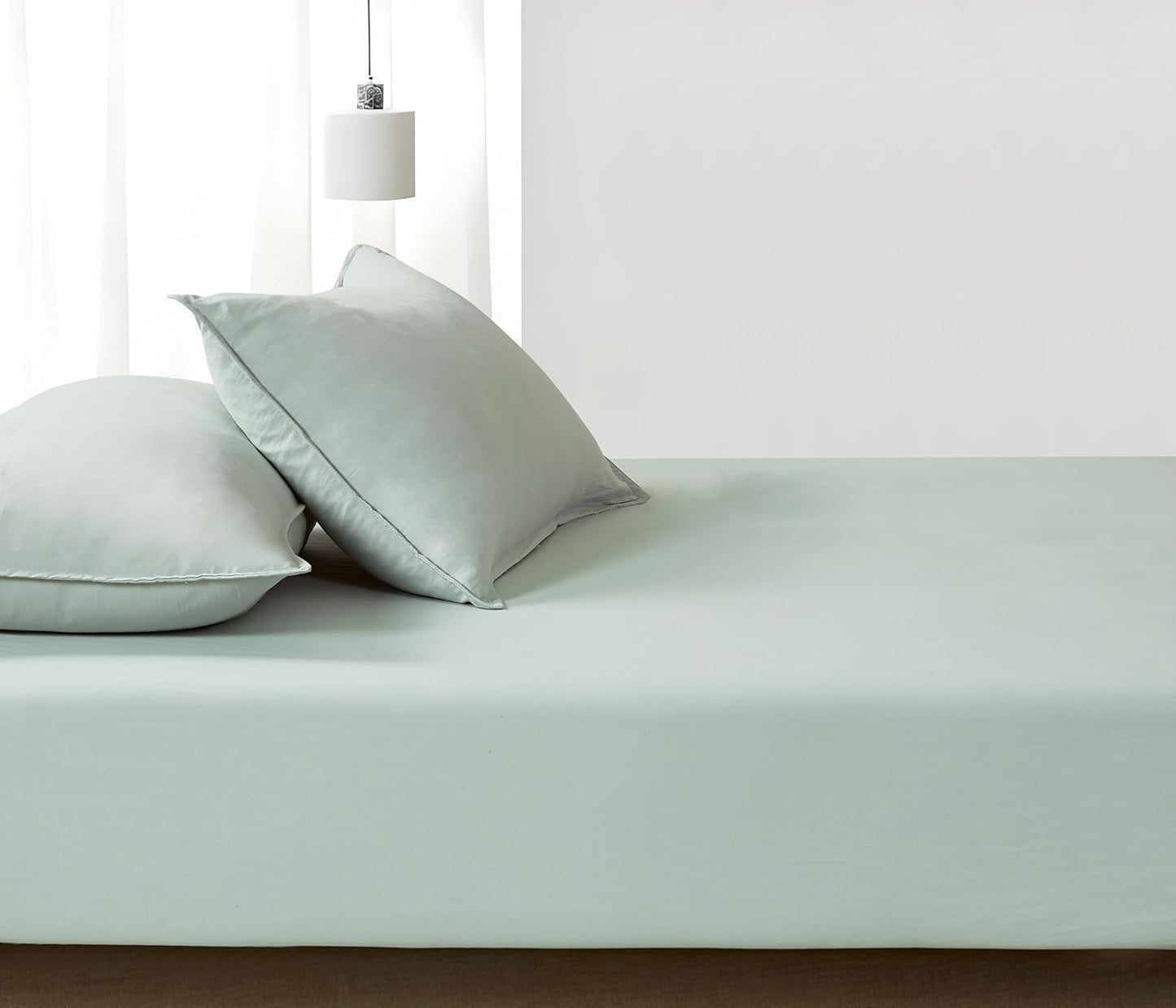 100% Vintage Washed Microfibre Fitted Sheet Set – Ultra Soft & Lightweight All-Season Fitted Sheet with 1 Pillowcase (Sage, Single Size)