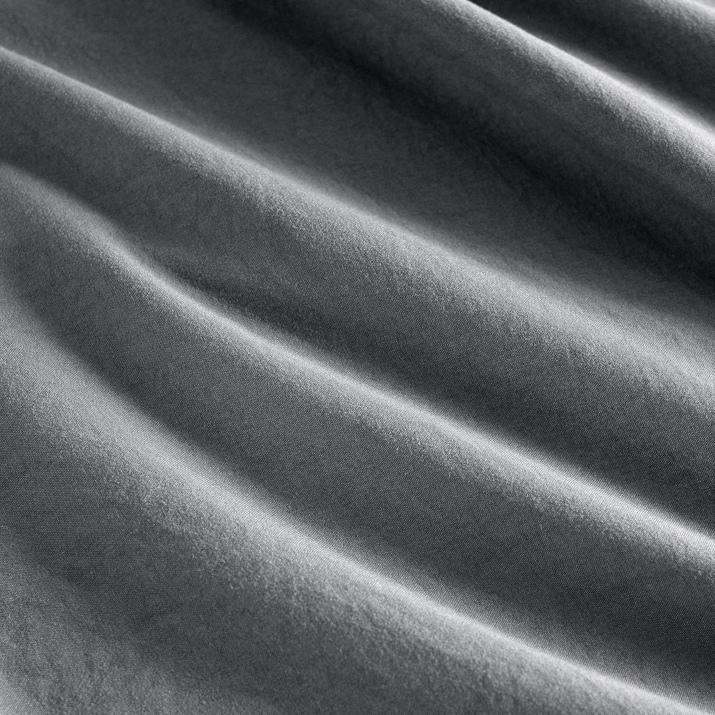 100% Vintage Washed Microfibre Fitted Sheet Set – Ultra Soft & Lightweight All-Season Fitted Sheet with 2 Pillowcases (Grey, Double Size)