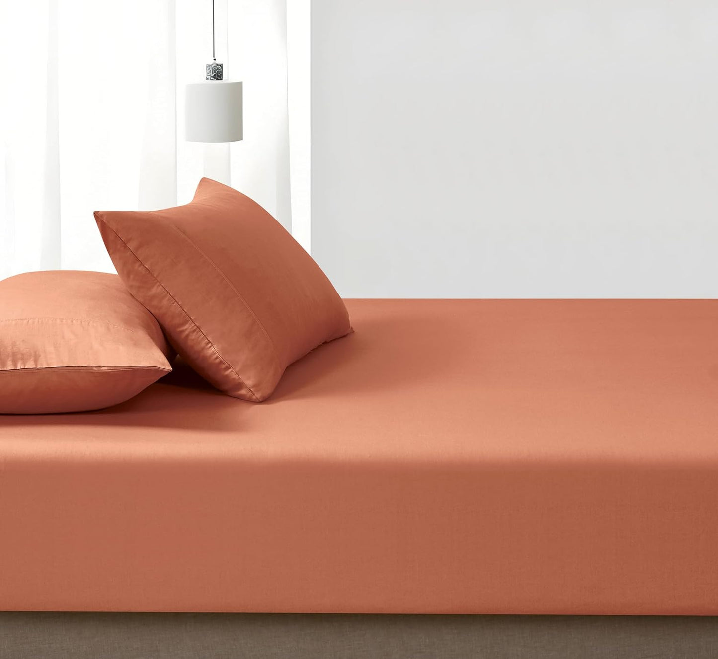 100% Vintage Washed Cotton Fitted Sheet Combo Set – 100% Natural Cotton, Ultra Soft & Breathable – Includes Fitted Sheet & Pillowcases – Machine Washable (Brick, Queen)