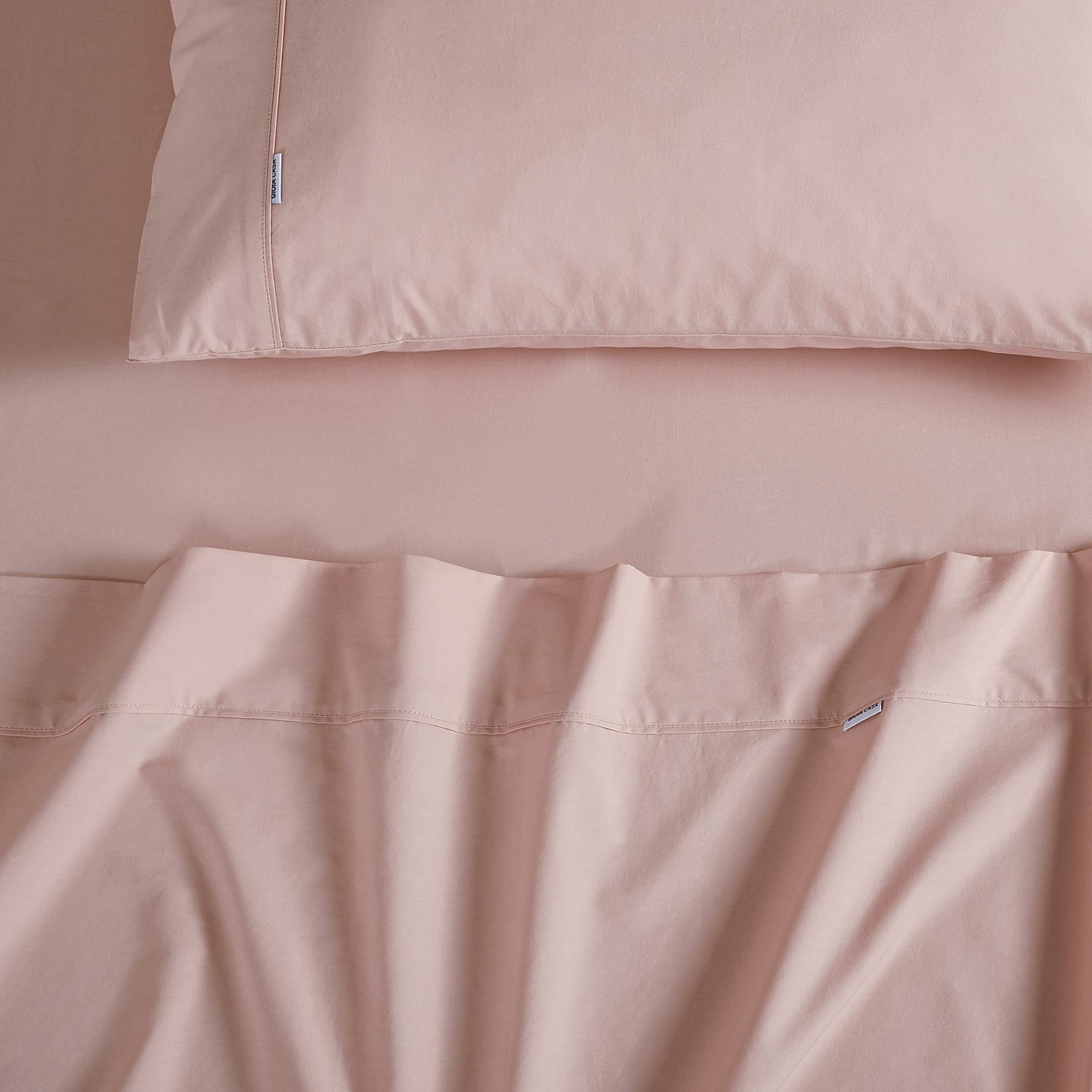 Vintage Washed 100% Cotton Sheet Set with 2 Pillowcases - Pink - Queen Size