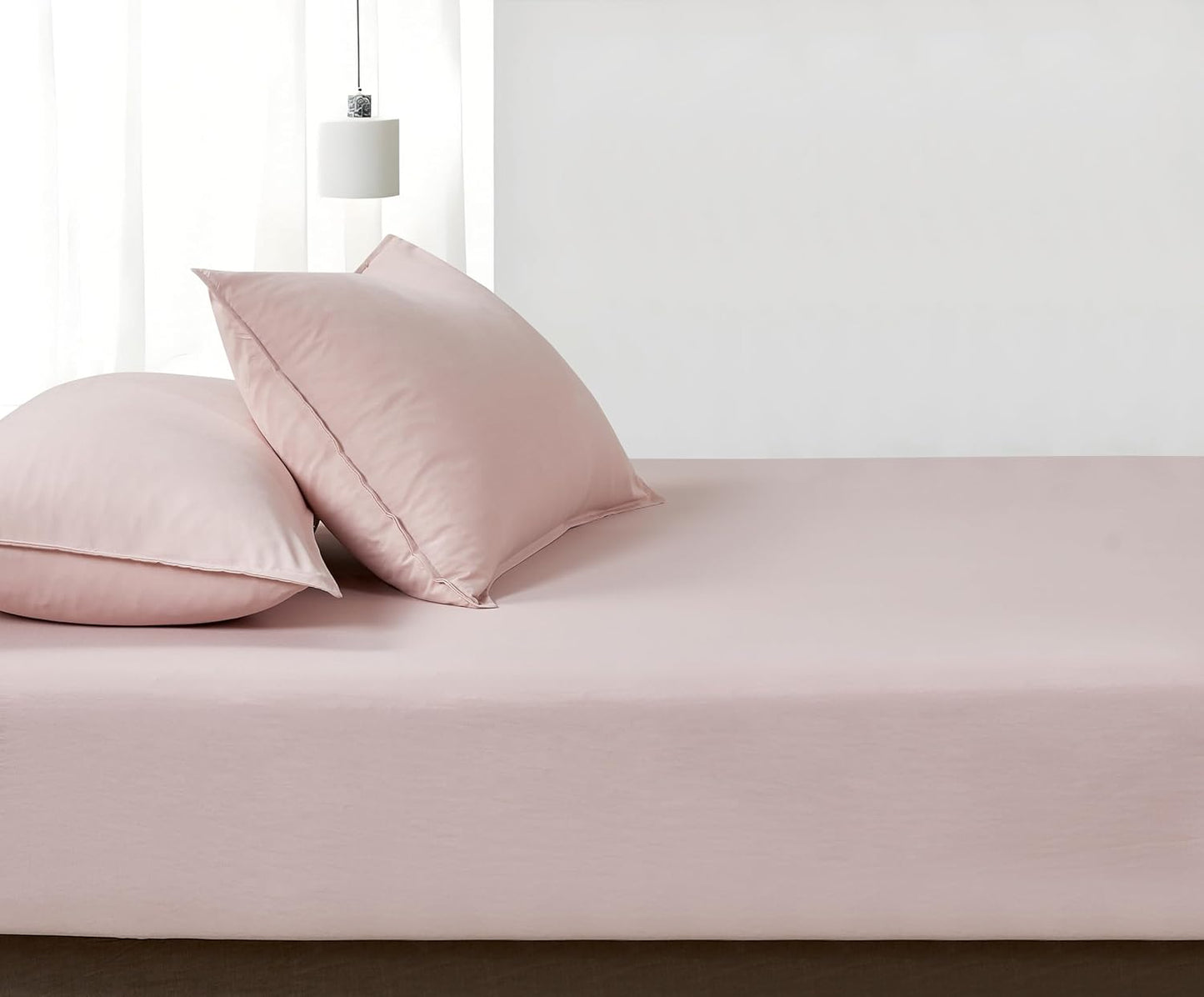 100% Vintage Washed Microfibre Fitted Sheet Set – Ultra Soft & Lightweight All-Season Fitted Sheet with 2 Pillowcases (Pink, King Size)