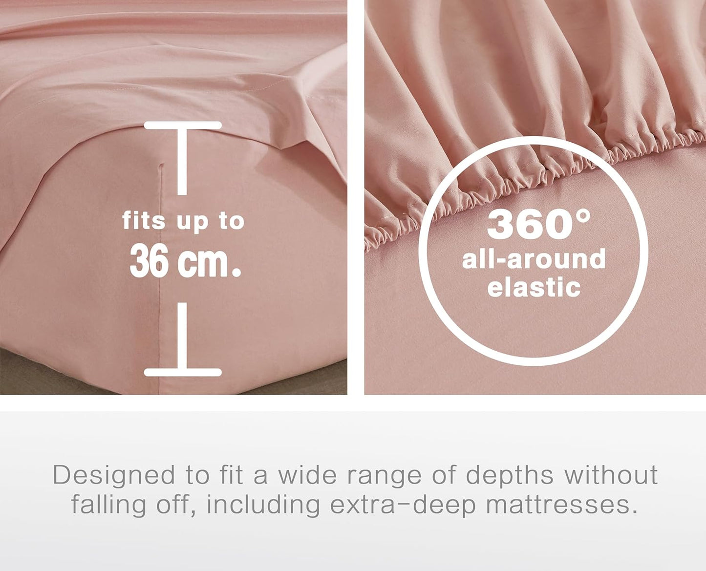 100% Vintage Washed Microfibre Fitted Sheet Set – Ultra Soft & Lightweight All-Season Fitted Sheet with 1 Pillowcase (Pink, King Single Size)