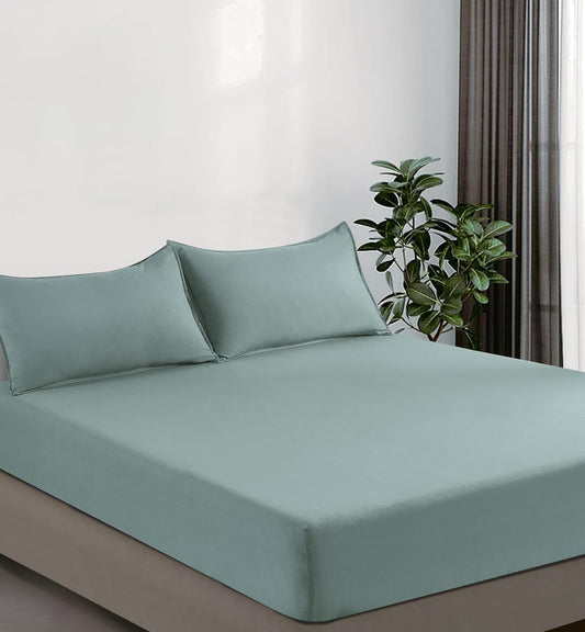 100% Vintage Washed Microfibre Fitted Sheet Set – Ultra Soft & Lightweight All-Season Fitted Sheet with 1 Pillowcase (Seafoam, King Single Size)