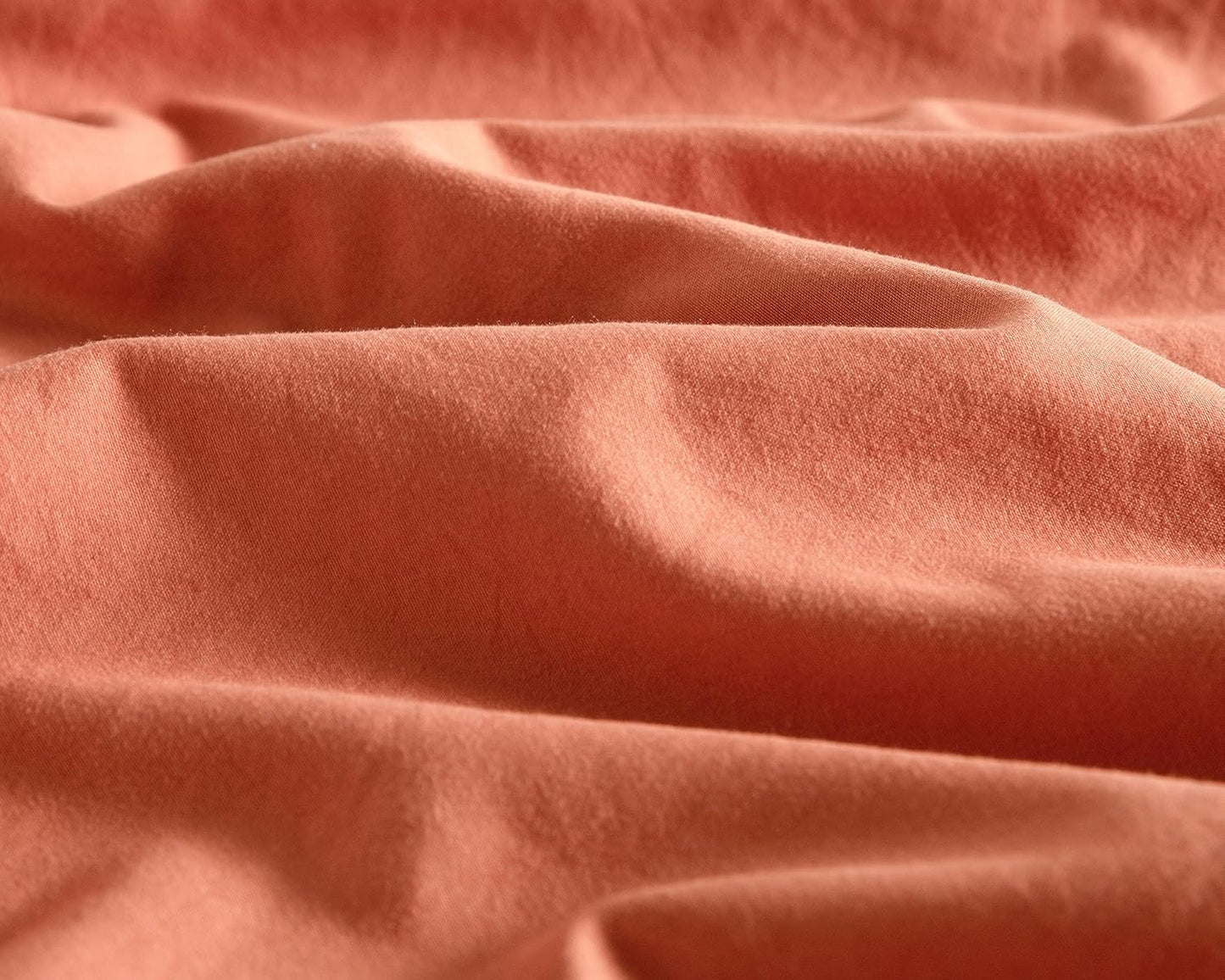 100% Vintage Washed Microfibre Fitted Sheet Set – Ultra Soft & Lightweight All-Season Fitted Sheet with 1 Pillowcase (Terracotta, King Single Size)