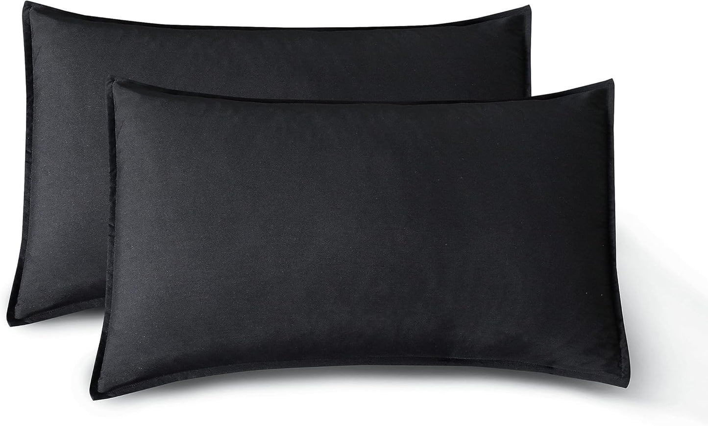 Vintage Washed Microfibre Sheet Set with 2 Pillowcases - Black - Super King