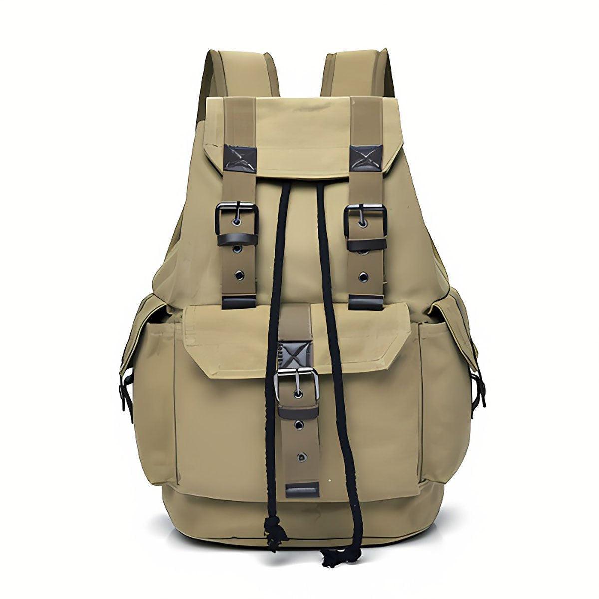 Unisex Retro Rucksack Large Capacity Travel Bag Leisure Backpack Schoolbag - Khaki