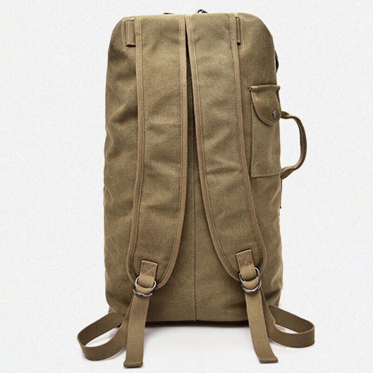 Large Capacity Travel Backpack for Men Outdoor Sports Bag Canvas Rucksack - Khaki-Small