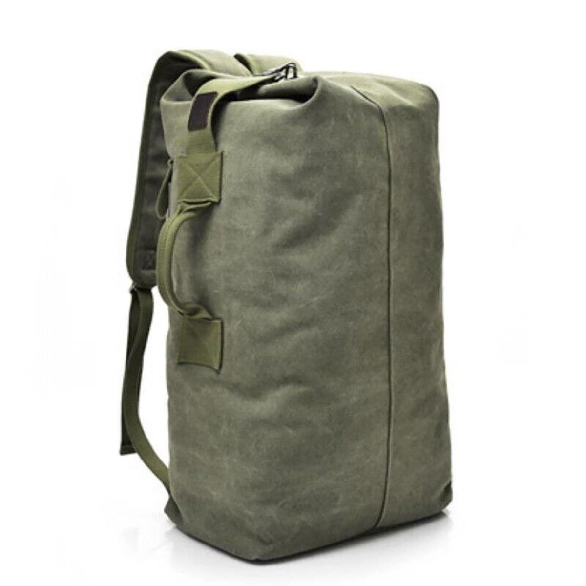 Large Capacity Travel Backpack for Men Outdoor Sports Bag Canvas Rucksack - Khaki-Small