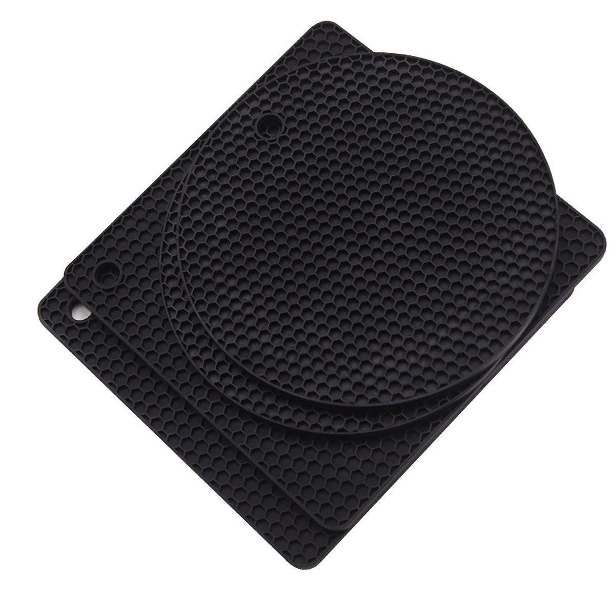 4pcs Silicone Honeycomb Heat Resistant Mats Table Cup Pot Coasters Home Kitchen - Green