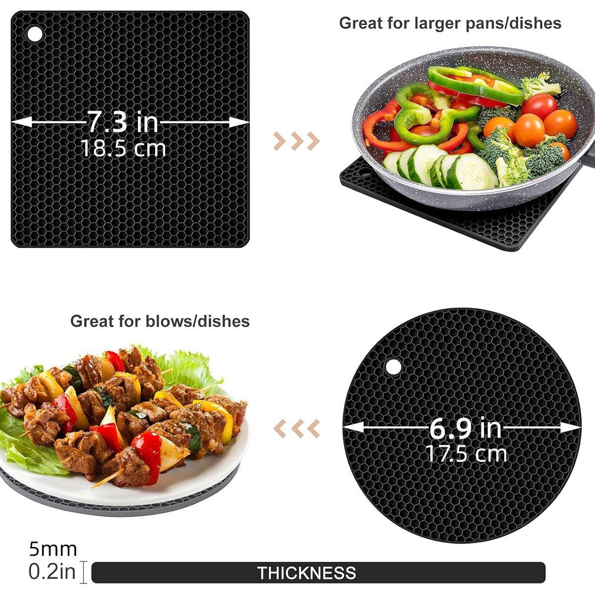 4pcs Silicone Honeycomb Heat Resistant Mats Table Cup Pot Coasters Home Kitchen - Grey