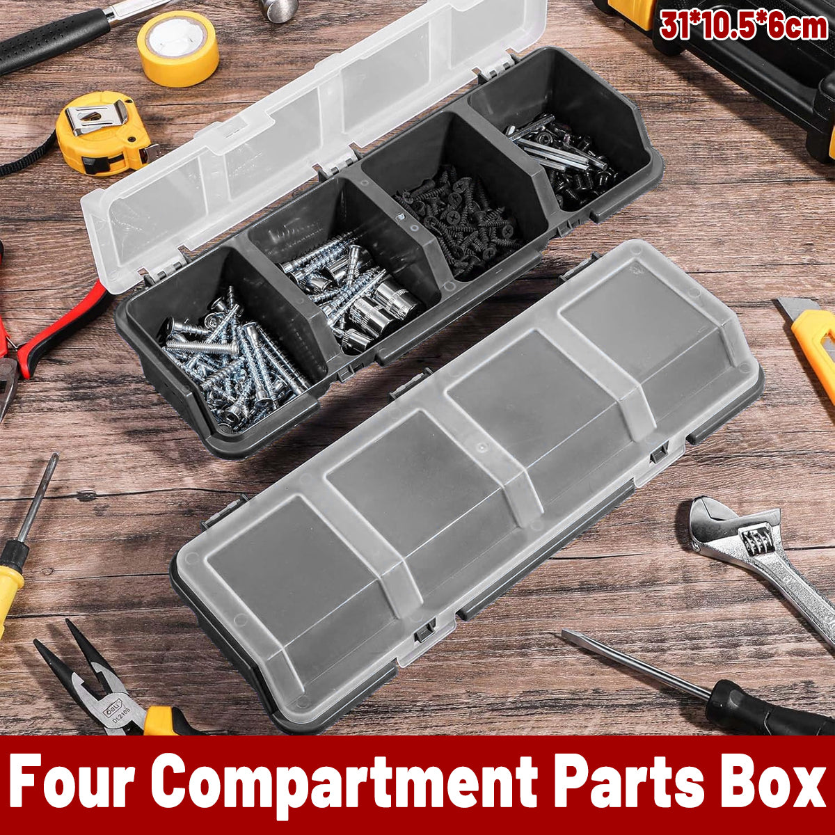 Plastic Screw Parts Storage Box Small Hardware Organizer Case with Fou ...