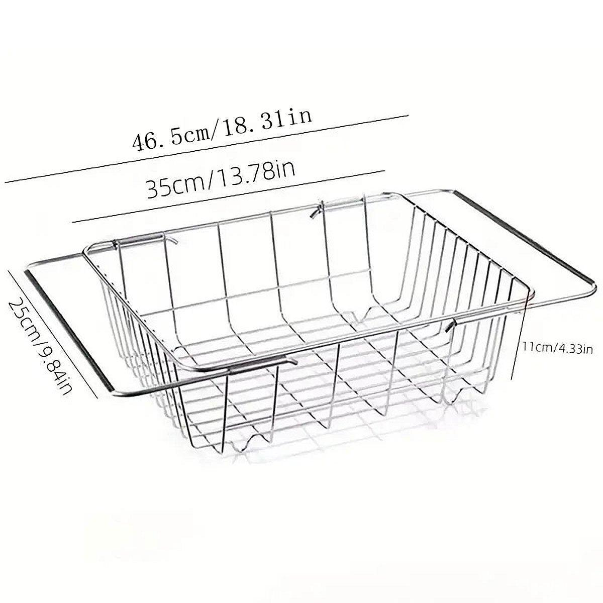 Stainless Steel Sink Draining Basket Telescopic Dish Rack Kitchen Storage Holder