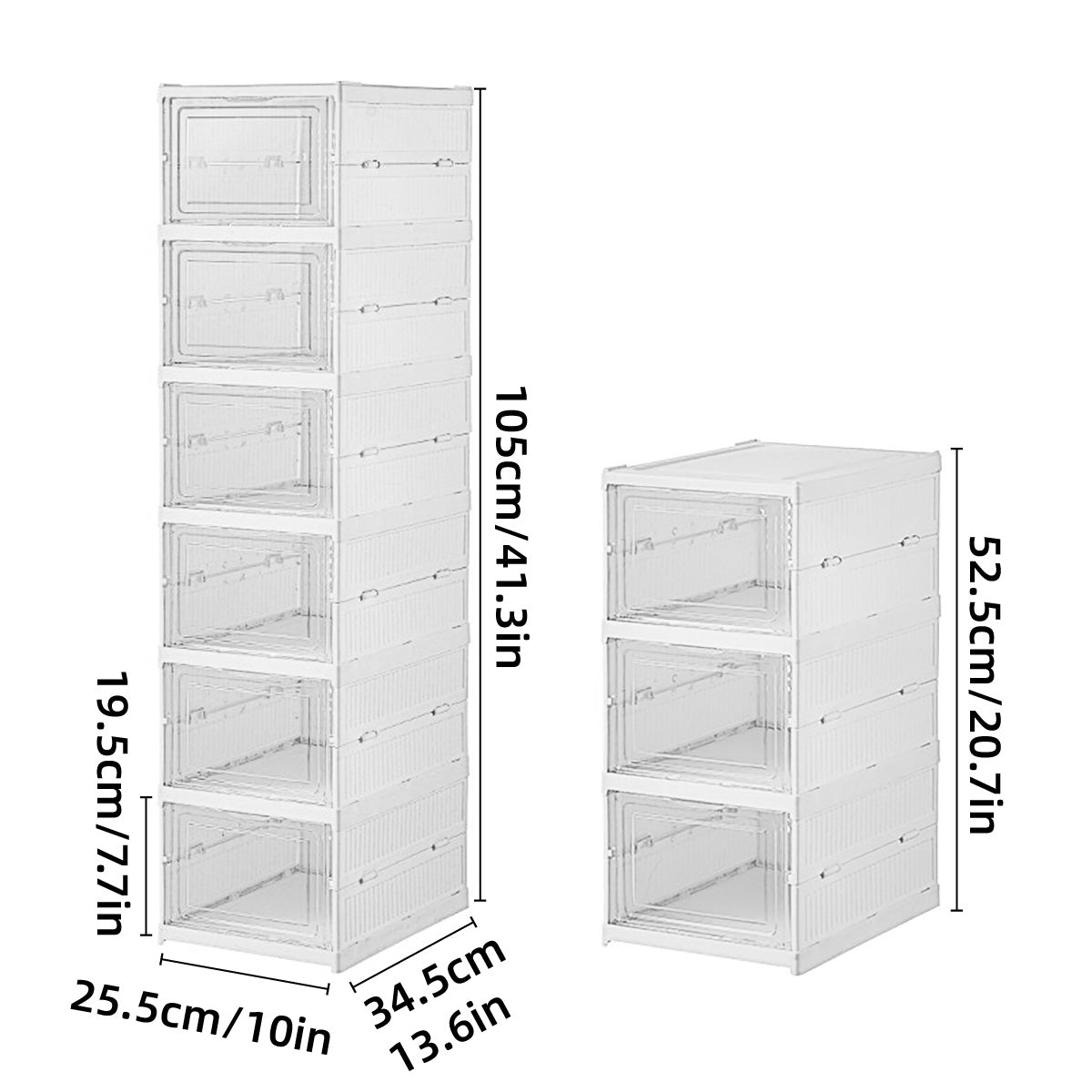 Easy Assemble Shoe Box Foldable Rack 3/6 Layers Storage Transparent Drawers - 3-Tier