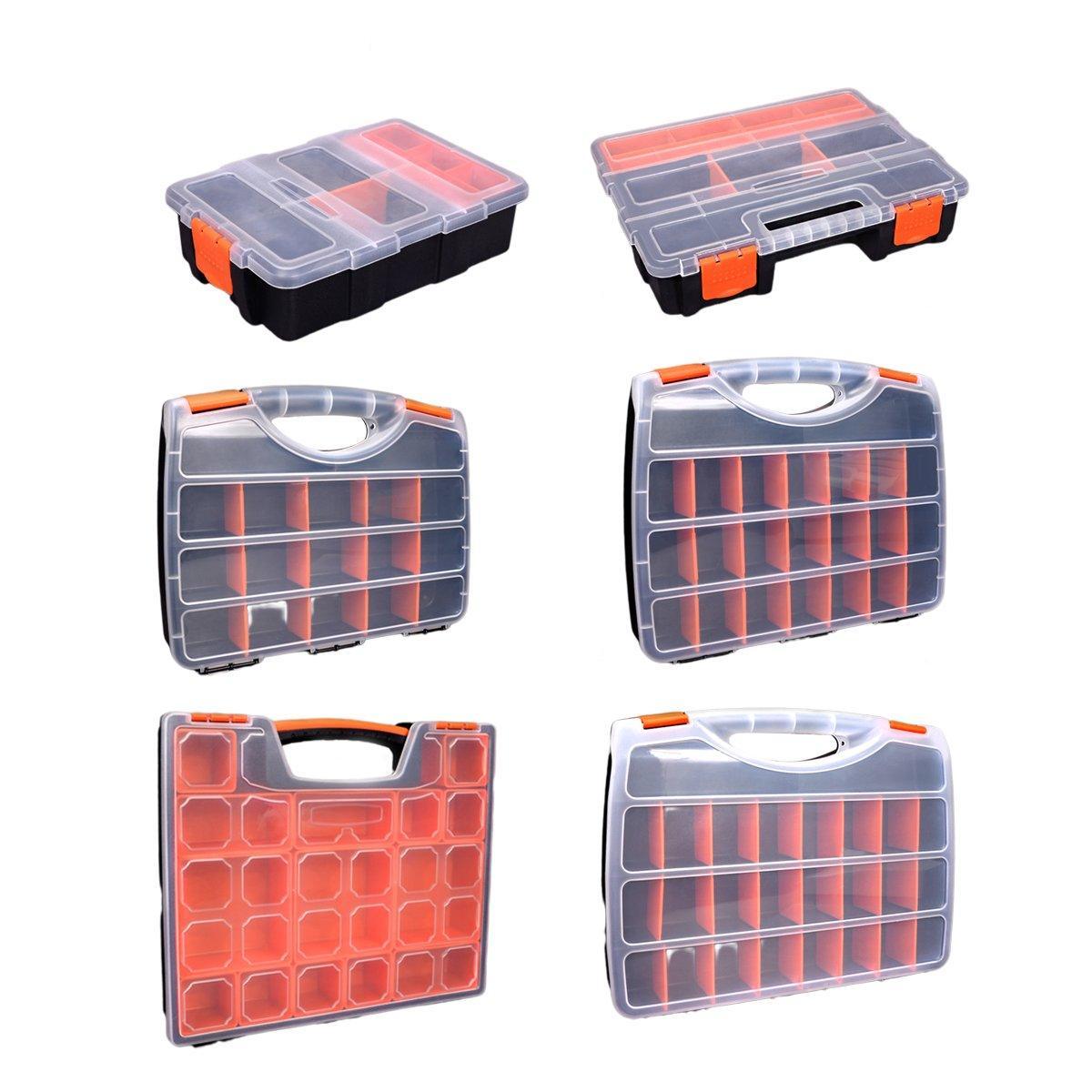 Clear Plastic Storage Box Multi Compartment Organizer for Small Parts Beads - F-156