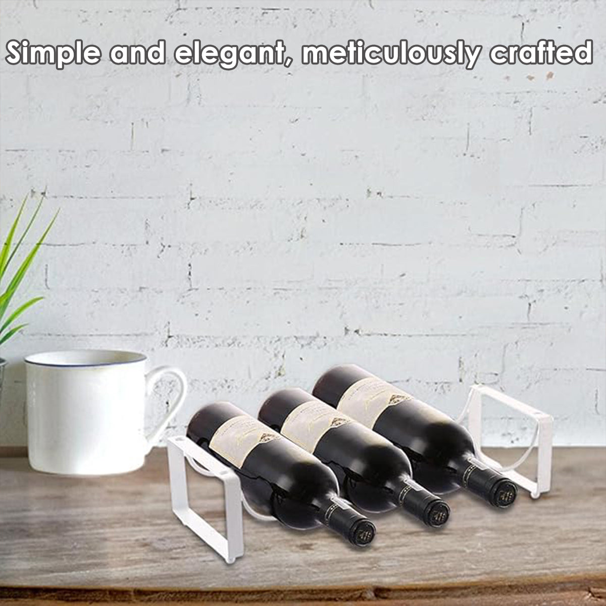 Iron Wine Rack Bottle Holder Metal Display Stand Tabletop Decorative Storage - Brown