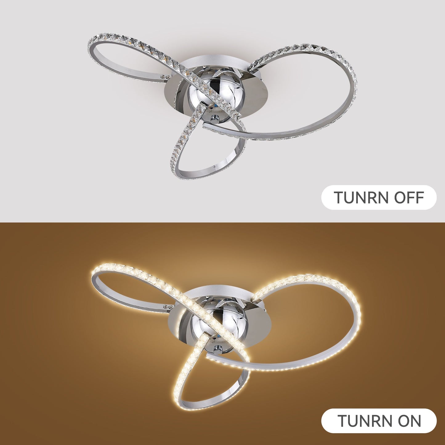 Irie Dimmable 3 Lights LED Ceiling Light - Chrome