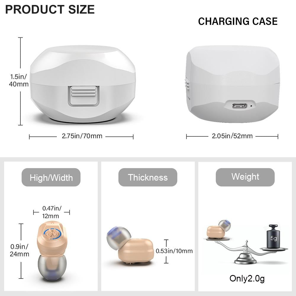 Wireless Tws Hearing Aid Amplifier Red / Blue