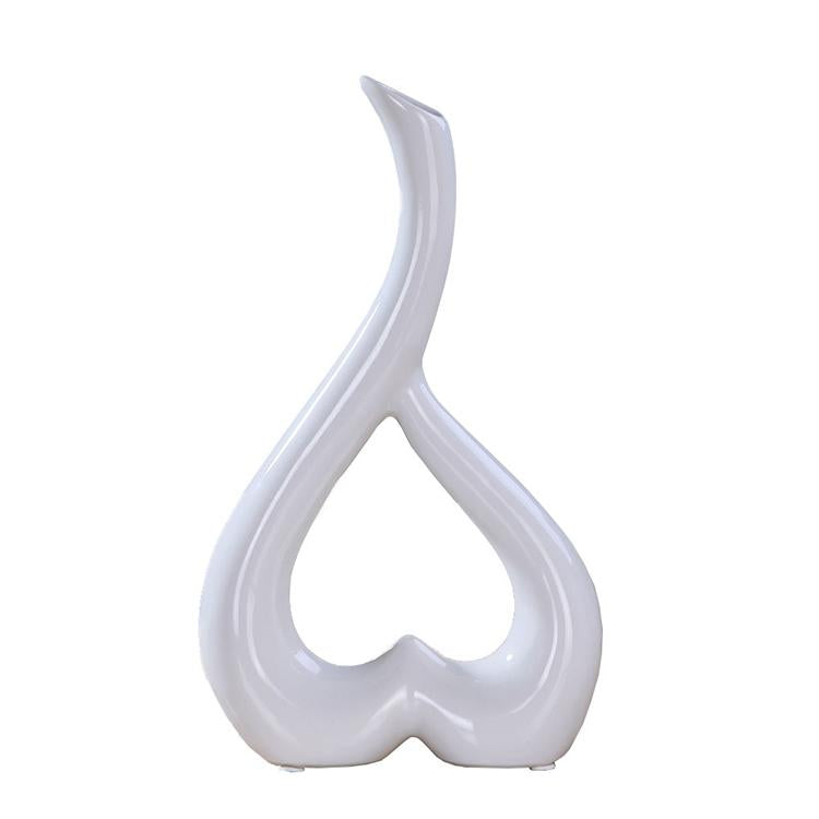 Creative Heart-shaped Ceramic Flower Vase for Home Office or Wedding Decor - Black