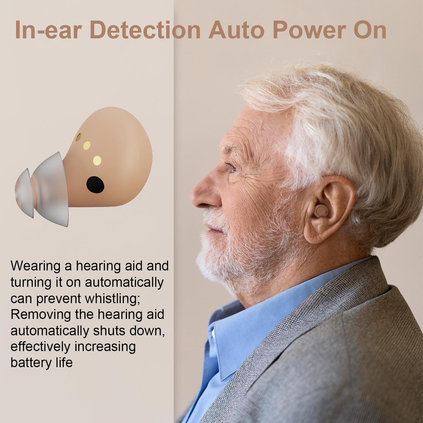Digital In Ear Tws Hearing Aid Rechargeable & Invisible - Black
