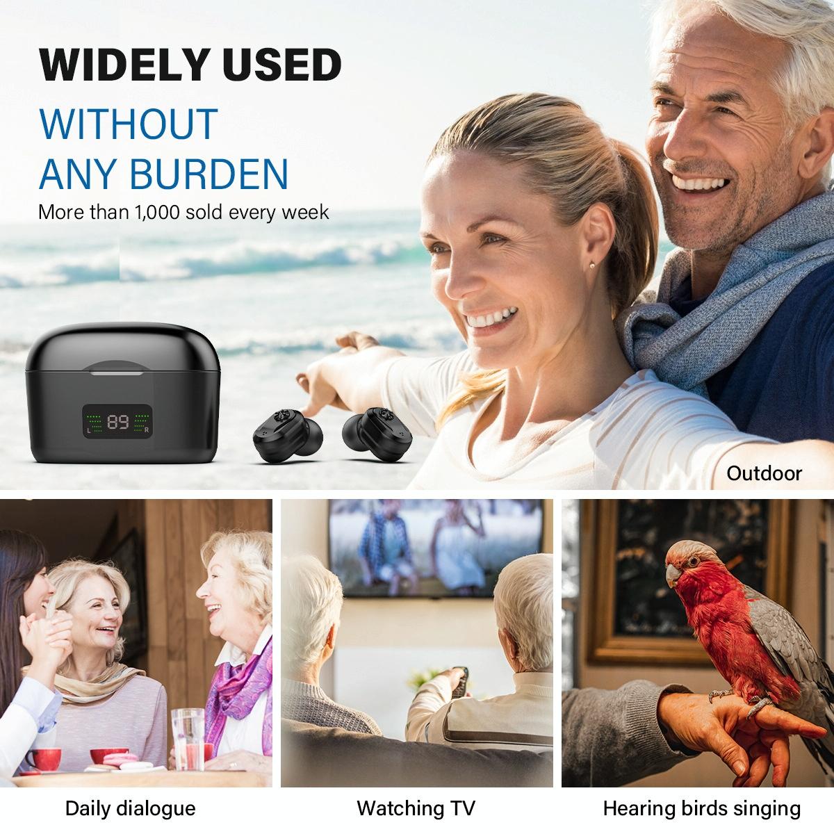 Digital Display In Ear Hearing Aid Earphone - Complexion