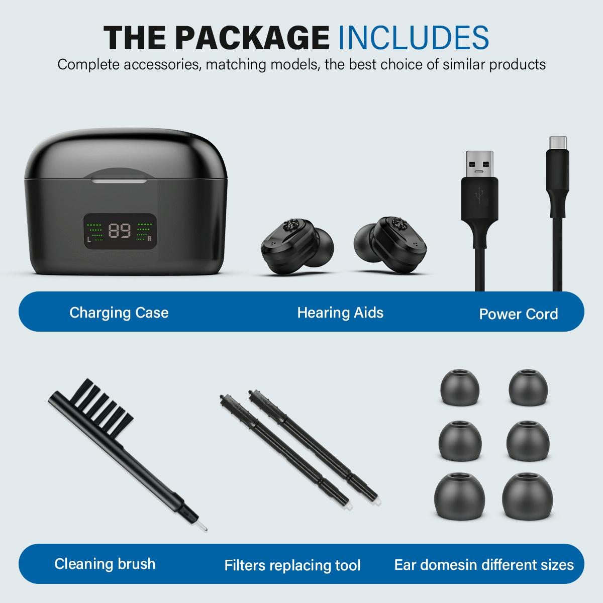 Digital Display In Ear Hearing Aid Earphone - Complexion