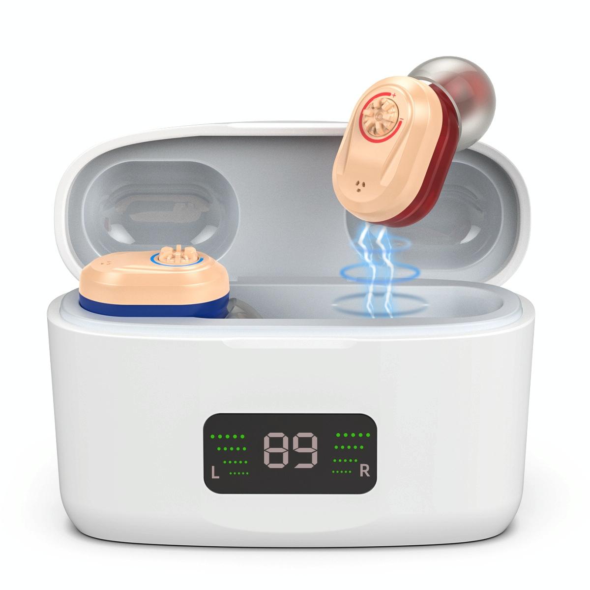 Digital Display In Ear Hearing Aid Earphone - Complexion
