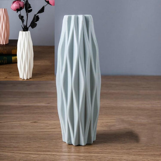 Set of 3 Creative Plastic Camellia Vases for Wet and Dry Decor - Blue