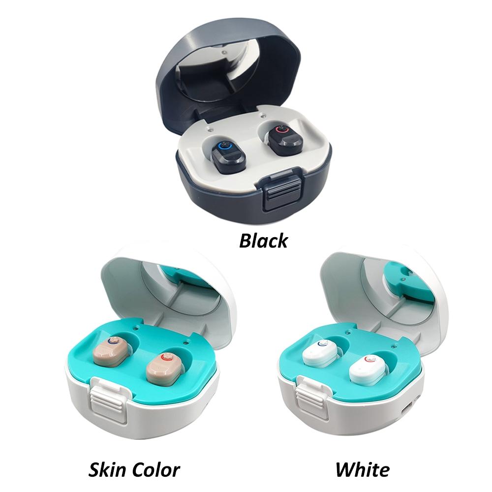 Wireless On Ear Hearing Aid With Charging Case - Skin Colour