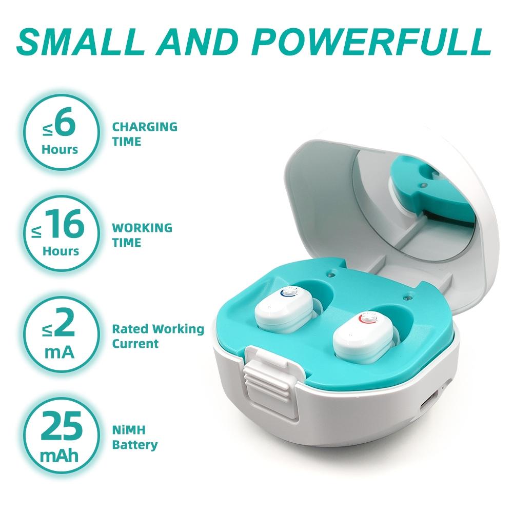 Wireless On Ear Hearing Aid With Charging Case - Skin Colour