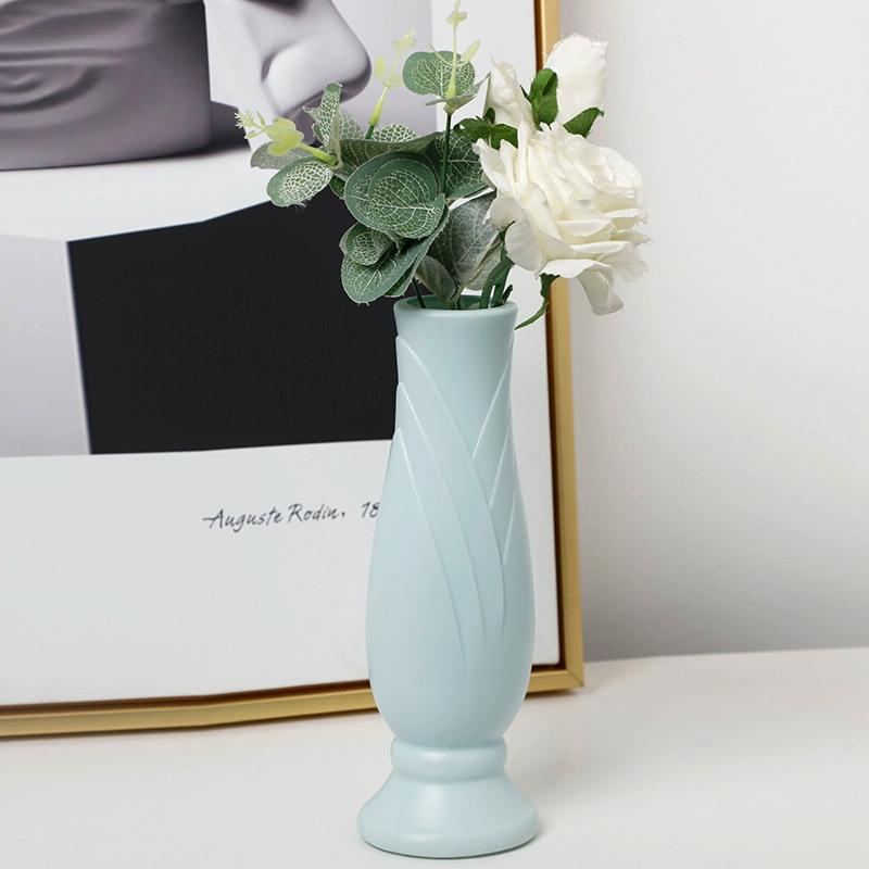 Imitation Porcelain Petal Vase for Drop-proof Home Decor - White