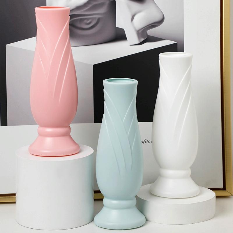 Imitation Porcelain Petal Vase for Drop-proof Home Decor - White