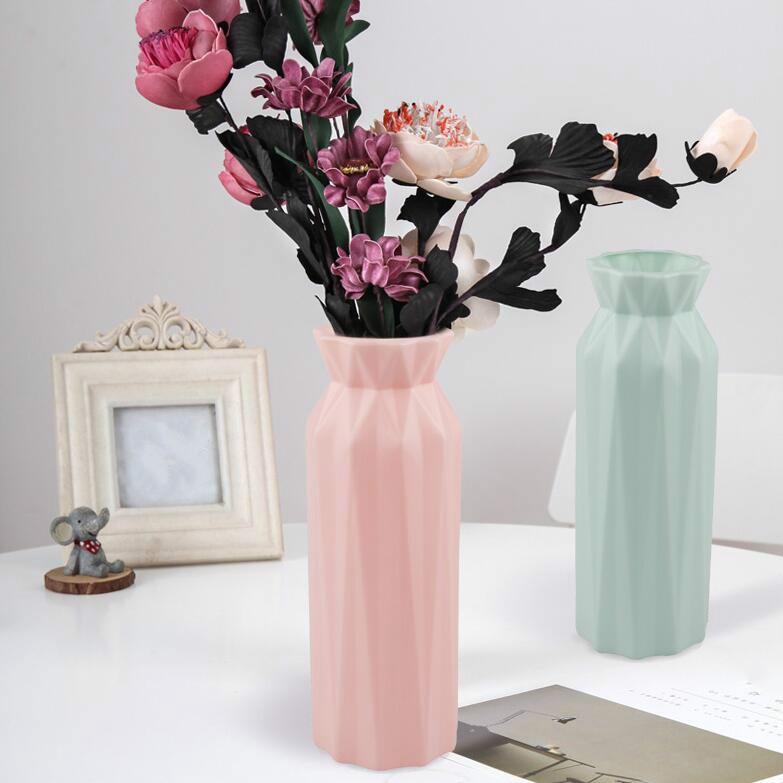 2-pack Plastic Round Vases - Simple Anti-fall Home Decor Ornaments - White